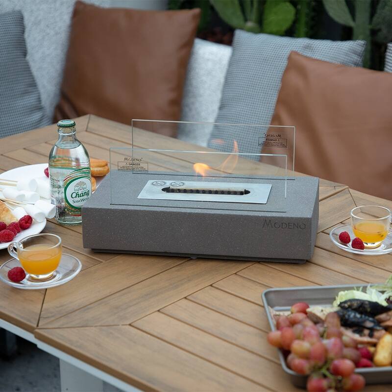Envelor Indoor Outdoor Concrete Bioethanol Tabletop Fireplace Table Top Firepit Outdoor Patio Fire Place