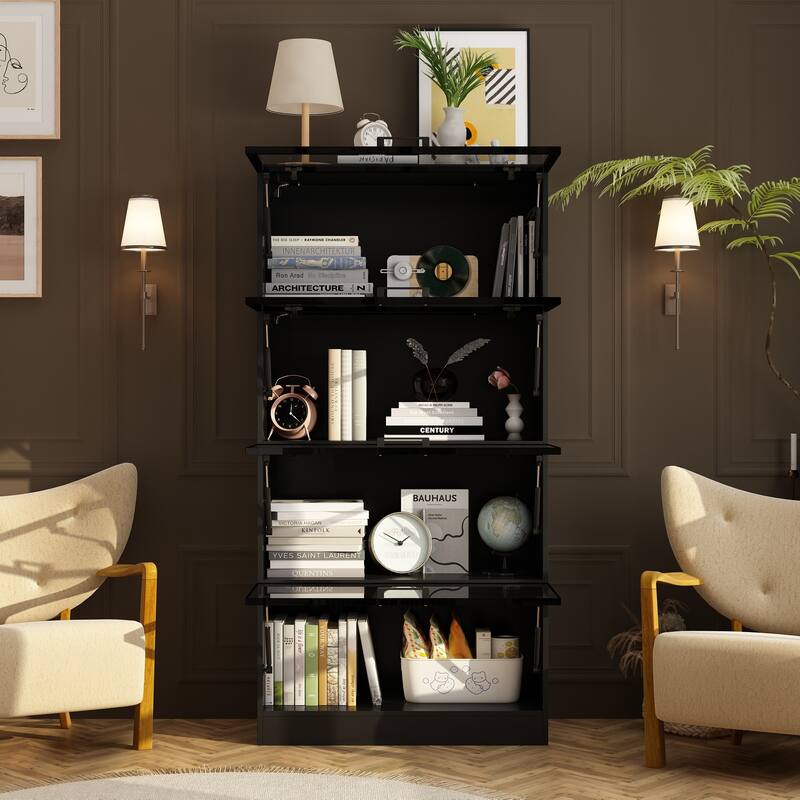Sleek Aluminum Cabinet with Four Doors and Adjustable Strip Lights