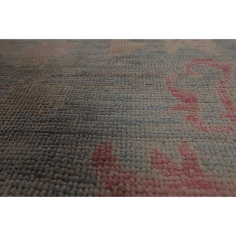 Blue Oushak Vegetable Dye Turkish Large Rug Hand-Knotted Wool Carpet - 9'9"x 13'11"