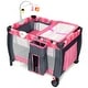 preview thumbnail 1 of 8, Costway Foldable Travel Baby Playpen Crib Infant Bassinet Bed Mosquito Pink