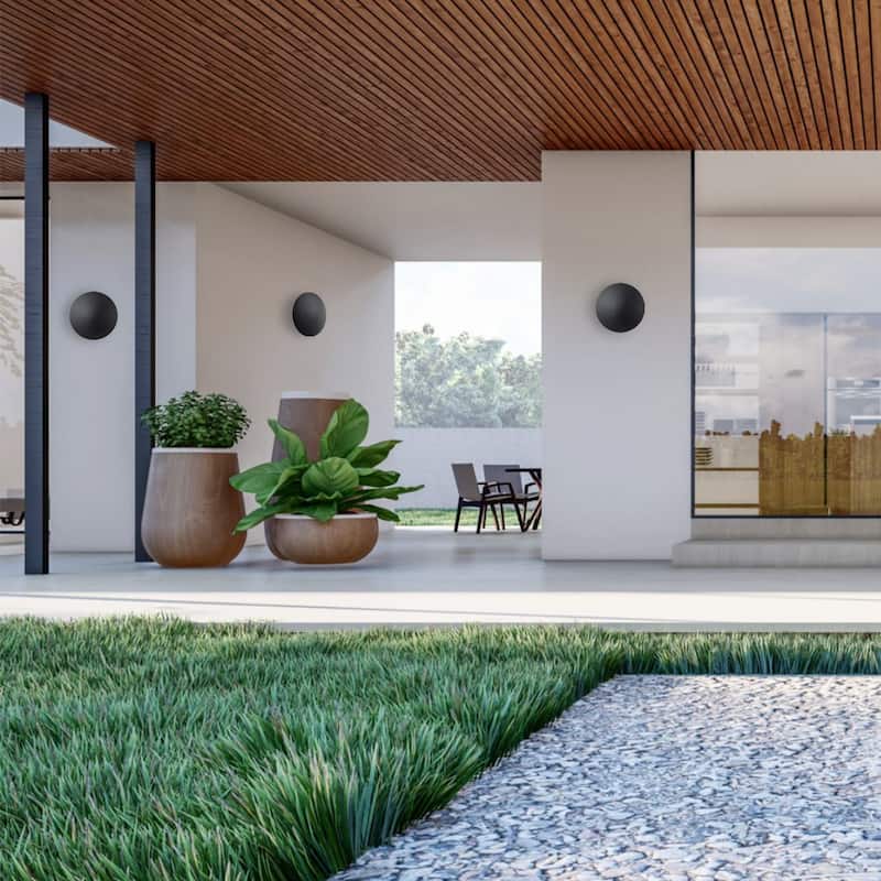 C Cattleya 2-pack Matte Black Aluminum Round Disc LED Indoor Outdoor Wall Sconce