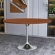 preview thumbnail 1 of 29, Verve 48" Modern Round Solid Wood Top Dining Table with Brushed Chrome Steel Pedestal Base for Kitchen & Dining Room