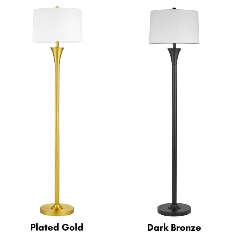 KAWOTI 66" Traditional Floor Lamp with White Linen Drum Shade