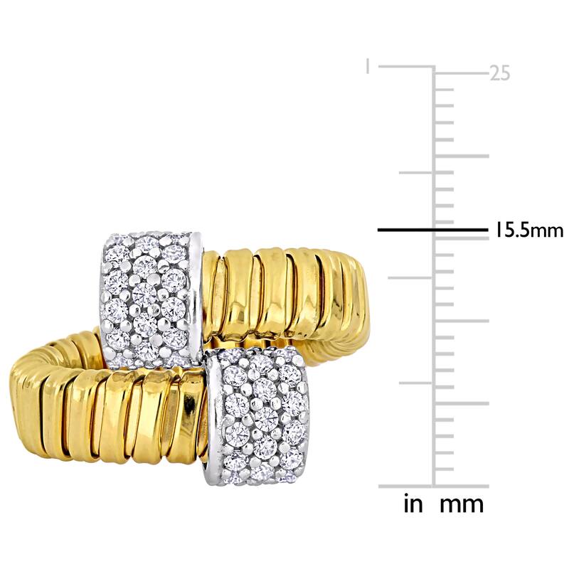 Miadora 1ct TGW Cubic Zirconia Omega Wrap Style Ring in Two-Tone Sterling Silver