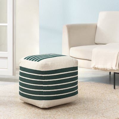 Jani 20-inch Ottoman Pouf - Handcrafted Handmade Round Ottoman for Seating, Footrest, Home Decor for Living Room, Bedroom