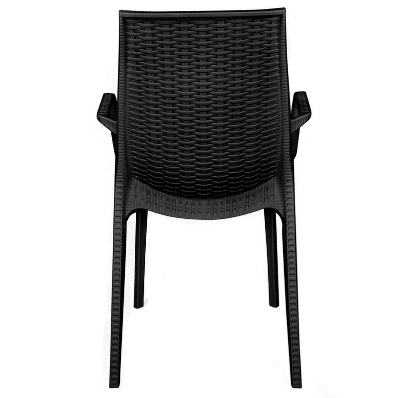Kent Modern Outdoor Stackable Rattan Style Patio Dining Chair in Weave Design Side Armchair - 35" Height