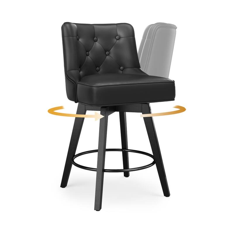 Modern 26 in. Counter Height Barstools 360 Free Swivel Set of 4 Bar Stools with Back