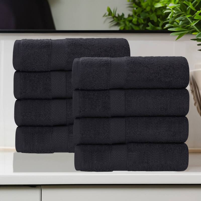 Superior Franklin Cotton Lightweight Hand Towel Set of 8 - Black