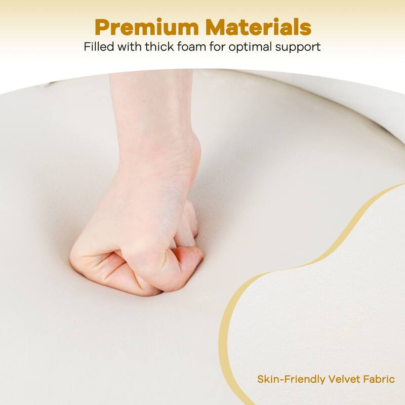 Gymax Velvet Vanity Chair w/ Back Tufted Low Back & Solid Wood Legs