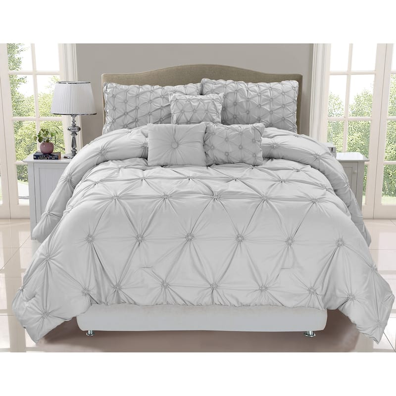 Chateau Grey 7-piece Elegant Pleated Designer Comforter Set