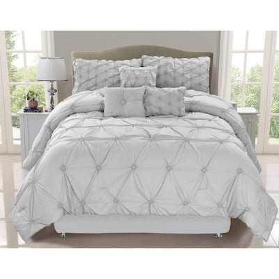 Chateau Grey 7-piece Elegant Pleated Designer Comforter Set