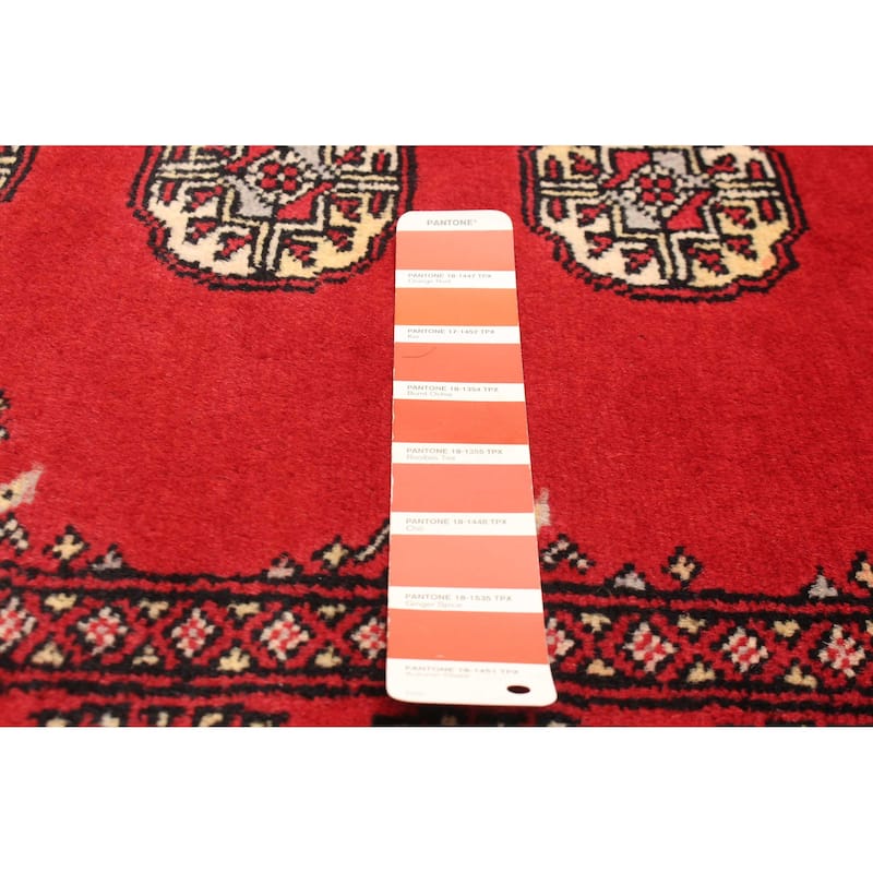 ECARPETGALLERY Hand-knotted Finest Peshawar Bokhara Red Wool Rug - 2'8 x 3'11