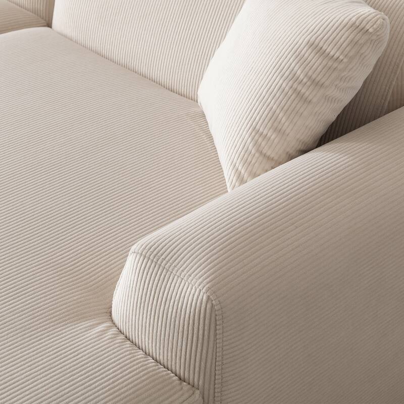 Daron Mid-Century Modern Corduroy U-Shape Corner Sectional Sofa