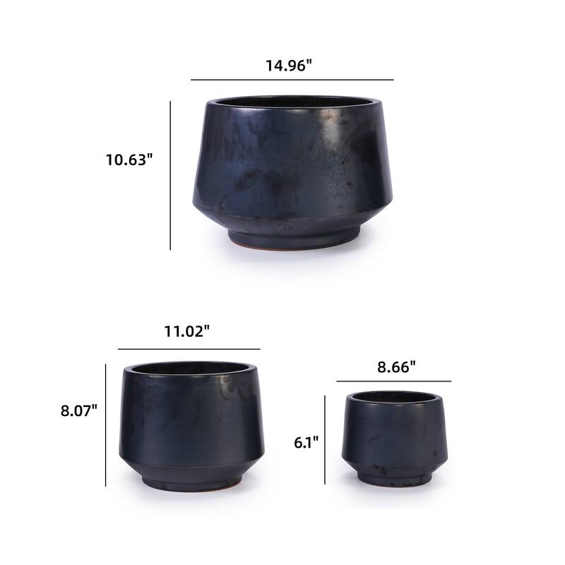 Anmytek Ceramic Planter Set of 3 for Indoor Outdoor Use