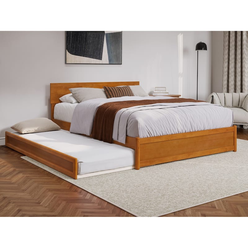 Wesley Platform Bed with Panel Footboard and Twin XL Trundle