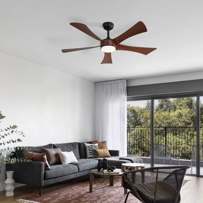 52" Indoor Noiseless Ceiling Fan with Integrated LED Light and Remote - 52 inches