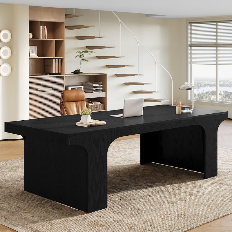 70.9" Executive Desk, Large Wood Computer Office Desk, Writing Table Business Workspace Home Office Accent Desk