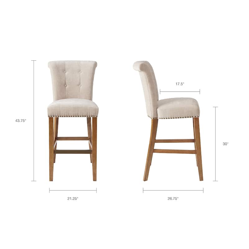 Madison Park Weldon Cream 30-Inch Bar Stool