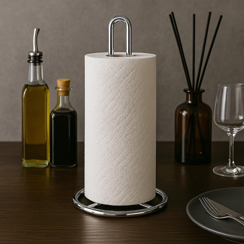 Creative Home Chrome Plated Heavy Duty Iron Wire Upright Paper Towel Holder