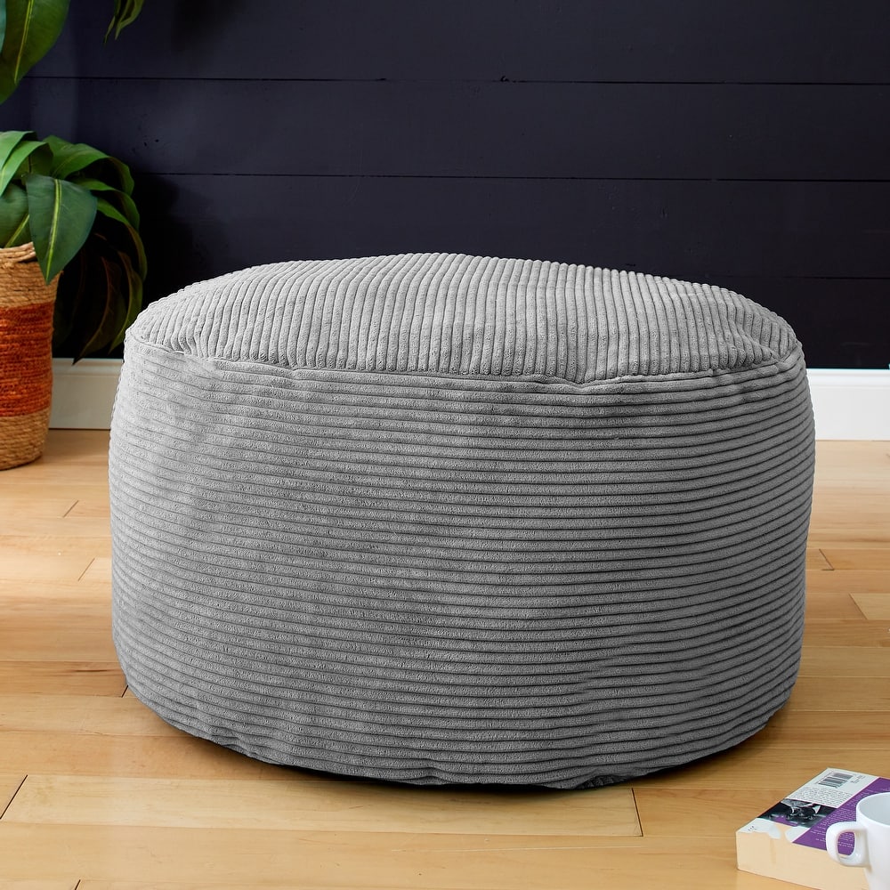 Sorra Home Indoor Corduroy Large Round Pouf/Ottoman