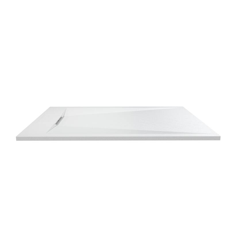 SMC Alcove Shower Pan Base with Reversible Drain, Low Profile, Wheelchair Access, Slip-Resistant, cUPC Certified