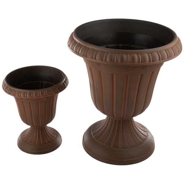 Pure Garden 16x18-Inch Outdoor Planter 2-Pack - Plastic Urn Planters - On  Sale - Bed Bath & Beyond - 40381399