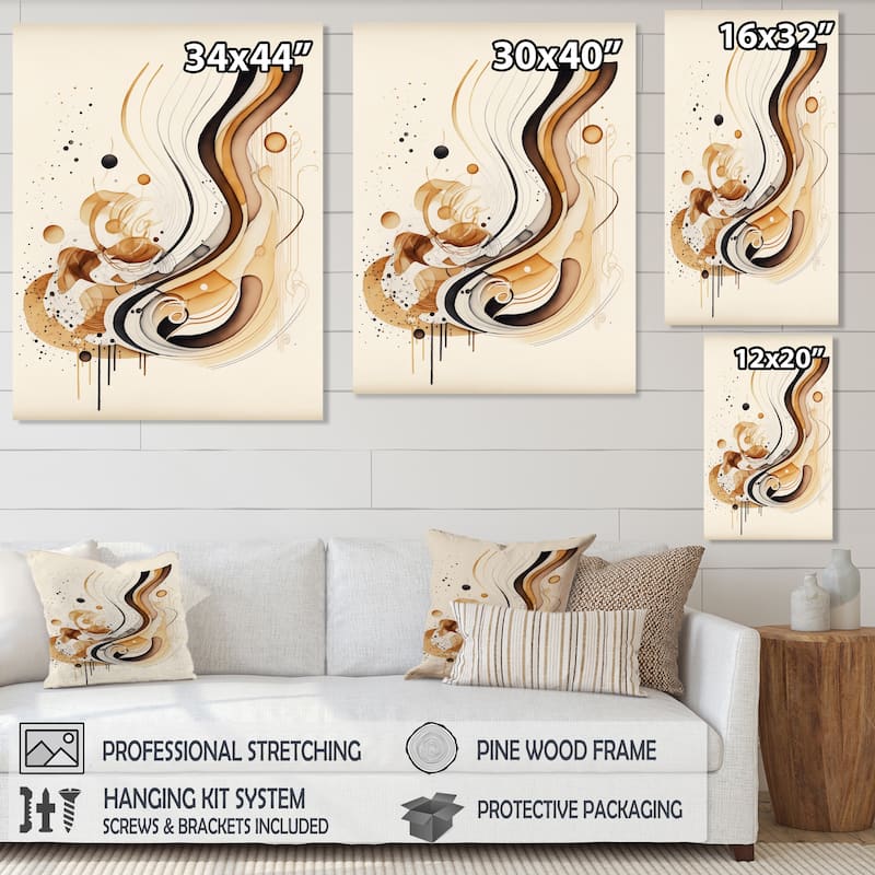 Designart 'Brown And Black Movement IV' Modern Canvas Wall Art