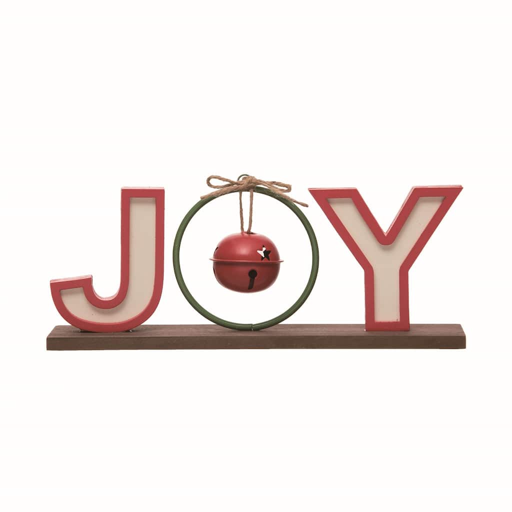 Transpac Wood 11 in. Multicolor Christmas Joy with Bell Tabletop Decor