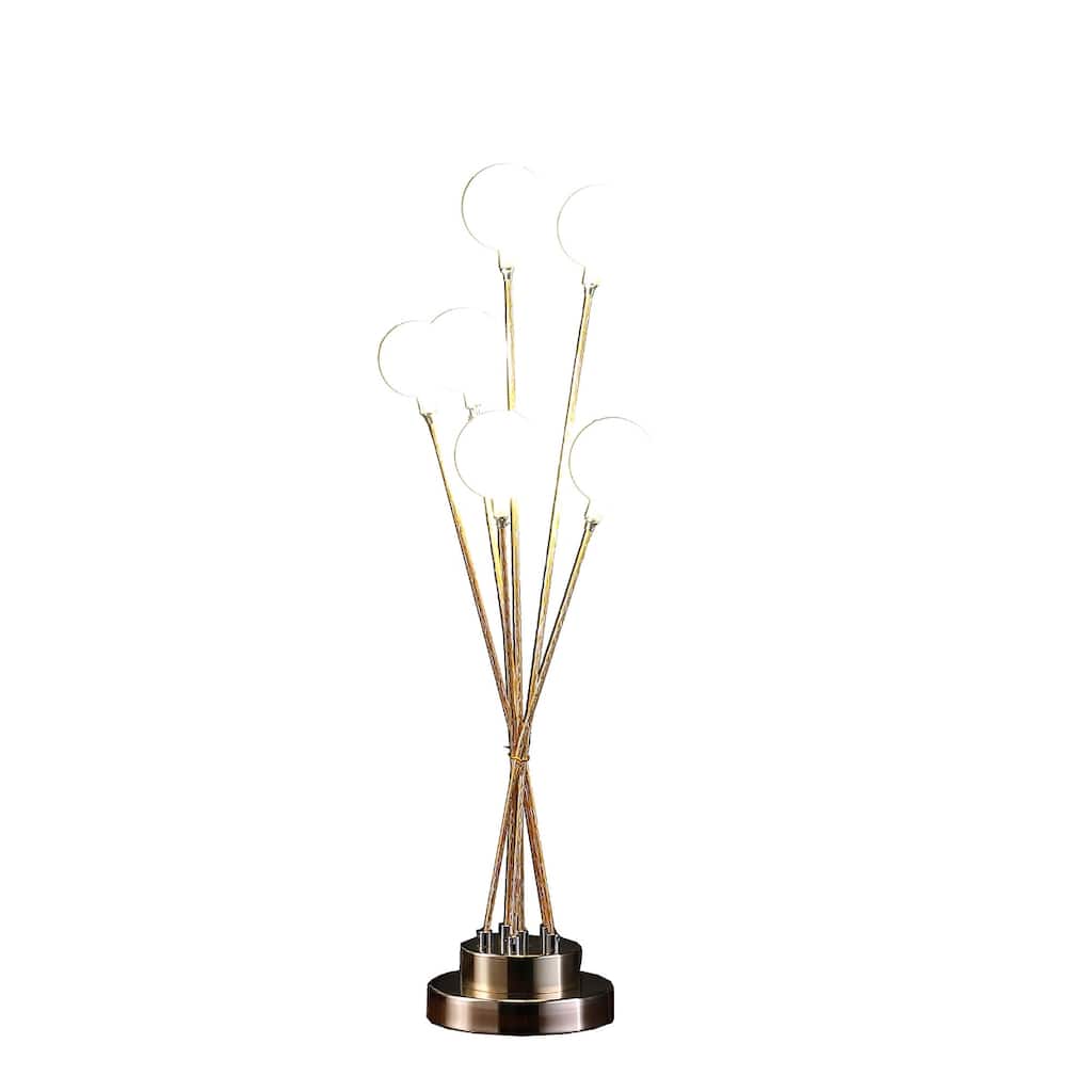 Clear Metal Globe Table Lamp with 6 Frosted Acrylic Shades - 7” x 7” x 27.5” (D x W x H)