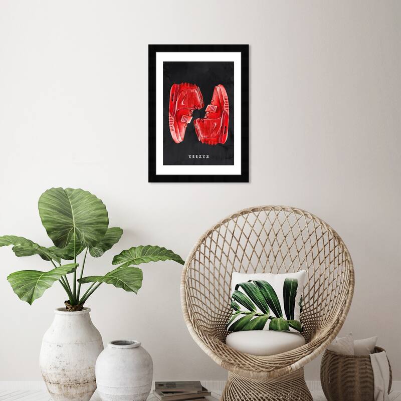 Wynwood Studio Prints Sports and Teams Classic Sneakers VIII Red and Modern & Contemporary Wall Art Canvas Print - Black
