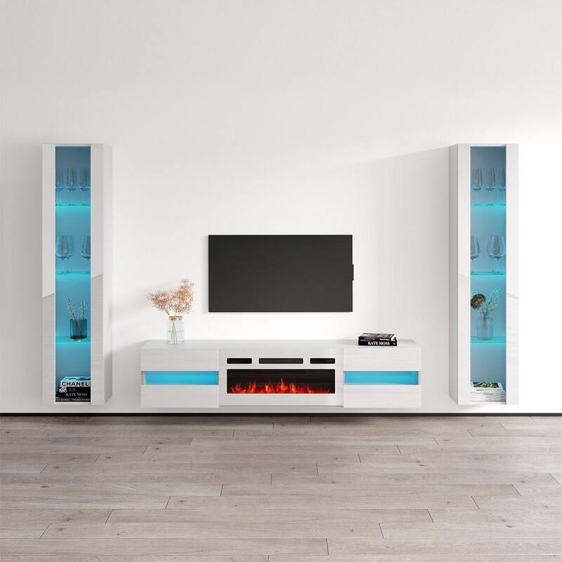 Metro WH-EF Floating Fireplace Entertainment Center - 41 - White