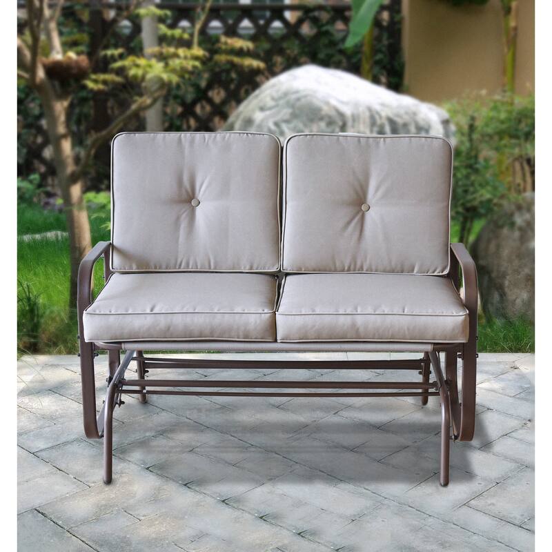 Tolentino 2-Person Brown Outdoor Loveseat Glider
