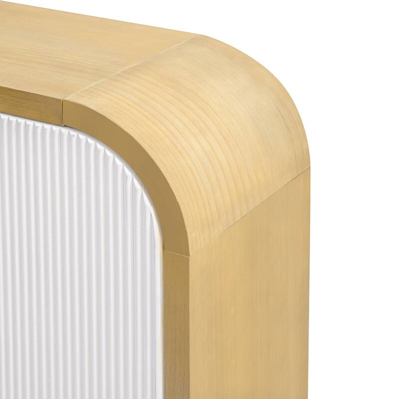 59.8" Sideboard Buffet Cabinet with arched ceiling and 4-door Pine veneer Storage Cabinet with Adjustable Shelves