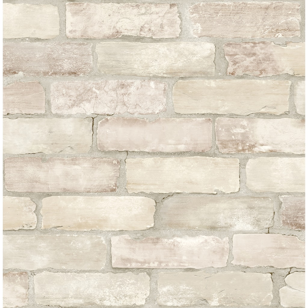 Zio and Sons Limewashed Bone Weathered Brick Wallpaper