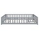 preview thumbnail 3 of 13, Full size Floor Platform Bed with Fence and Door, Montessori Floor Bed Frame with Support Slats for Toddlers,Wooden Floor Bed