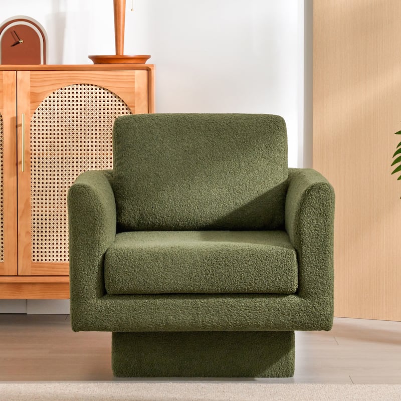 360° Modern Swivel Accent Chair,30" W Round Armchair,Thick Padded Single Lounge Sofa,Upholstered Comfy Barrel Chair,