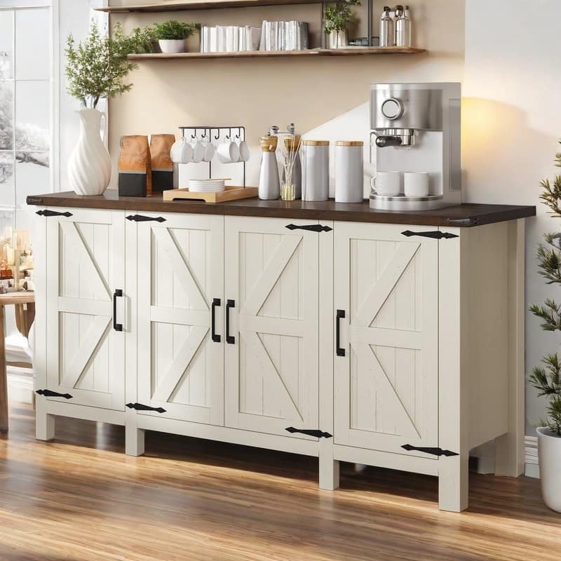 Moasis 59" Farmhouse Sideboard Buffet Cabinet Coffee Bar Cabinet with Large Storage