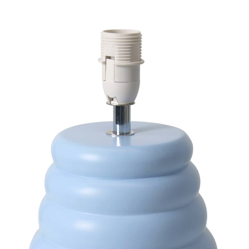 Ribbed Ceramic Table Lamp with Drum Shade - 12.75" - Blue