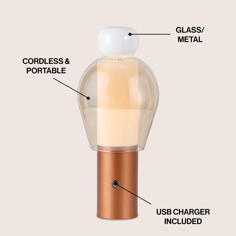 10.75" Candle-Style Rechargeable/Cordless Dimmable Integrated LED Table Lamp with Touch Sensor - 10.75