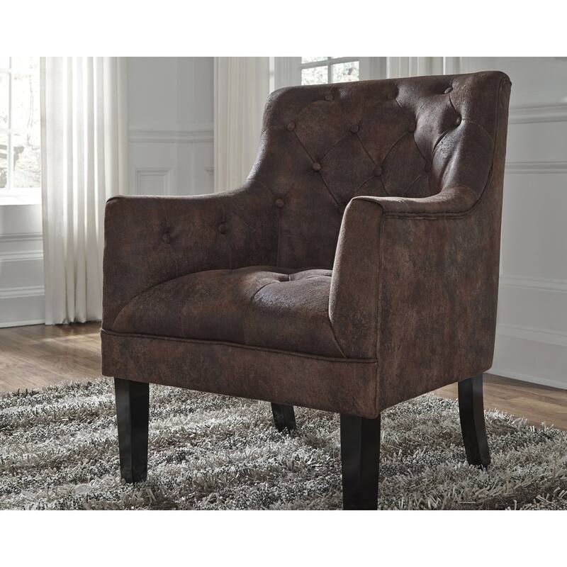 Drakelle Traditional Faux Leather Accent Chair