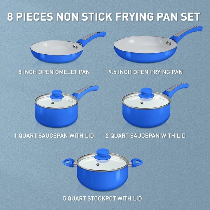 Aluminum Alloy Non-Stick Cookware Set, Pots and Pans - 8-Piece Set (Green)