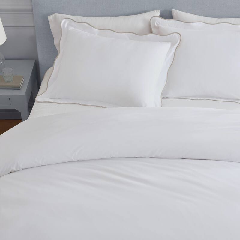 Martha Stewart Simple Scallop Cotton Duvet Cover Set