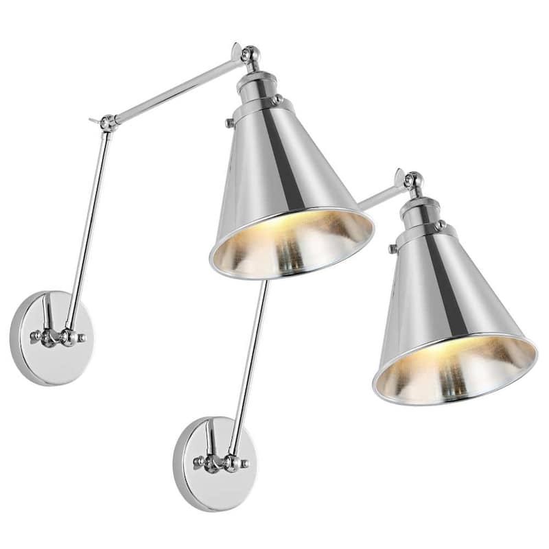 WINGBO Swing Arm Adjustable Wall Sconce with Shade, 2-Pack...
