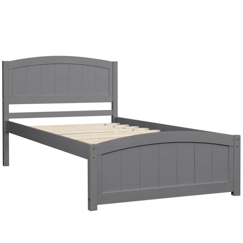 Wood Twin Size Platform Bed Solid Construction Twin Bed Frame