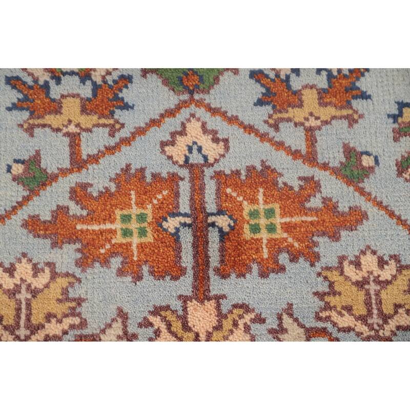 Light Blue Heriz-Serapi Accent Rug Hand-Knotted Floral Wool Carpet - 2'11"x 5'1"