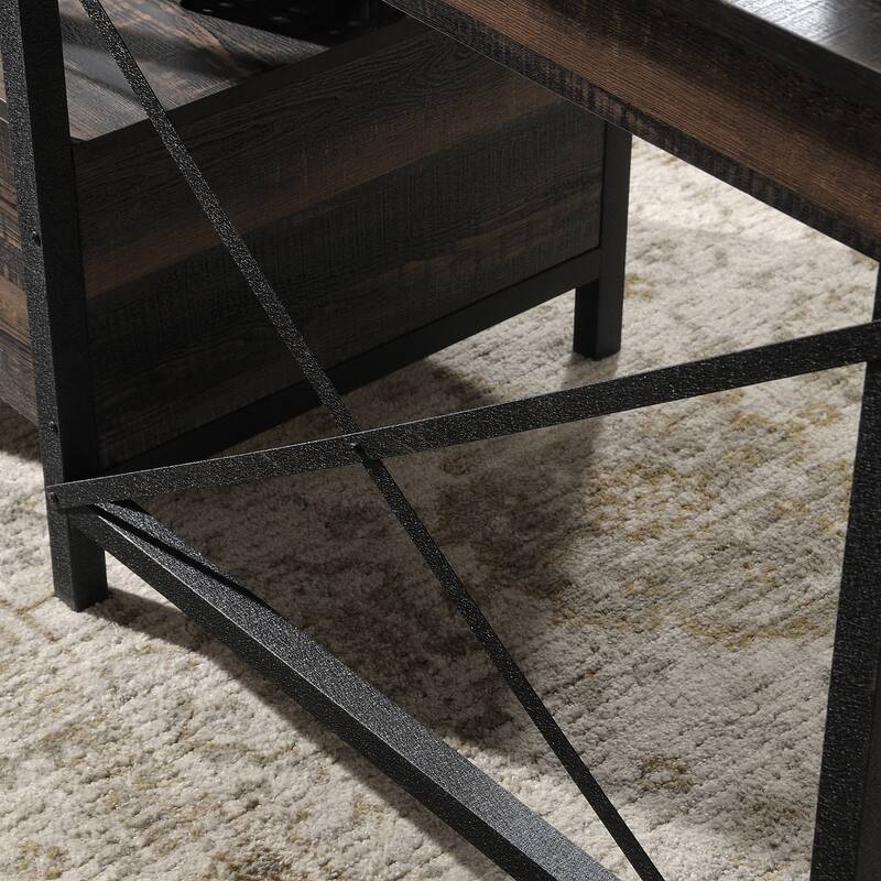 Rustic Industrial Computer Desk with 2 Drawers 47 Inch Long Brown Workstation