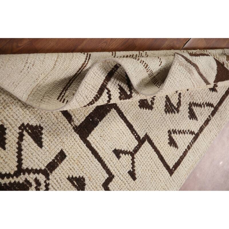 Beige Plush Anatolian Turkish Runner Rug Hand-knotted Wool Carpet - 3'5"x 11'6"