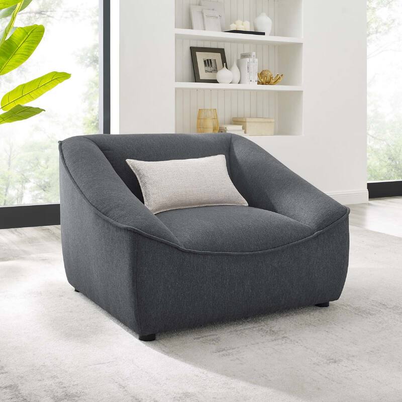 Modway Comprise Compromise Fabric Upholstered Armchair in Charcoal