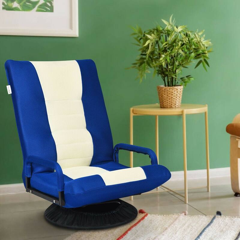 Adjustable Gaming Chair with 6 Back Positions and 360-Degree Swivel - Blue
