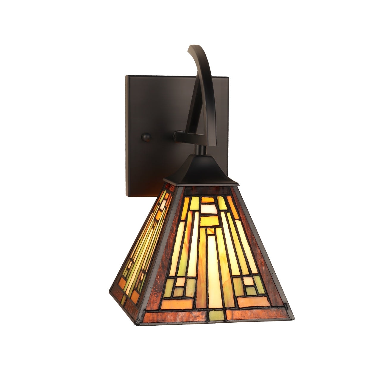 Mission Tiffany-Style 1-Light Black Finish Wall Sconce 6" Shade